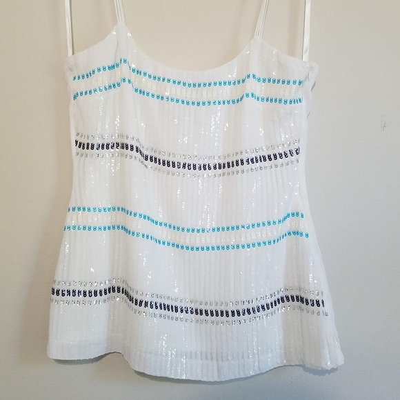 White House Black Market Tops - WHBM White Tank with Sequined Front
